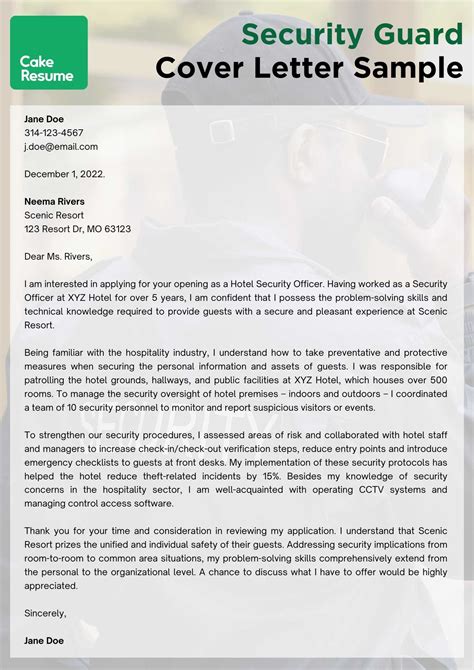 1 Security Guard Cover Letter Examples With In Depth Guidance