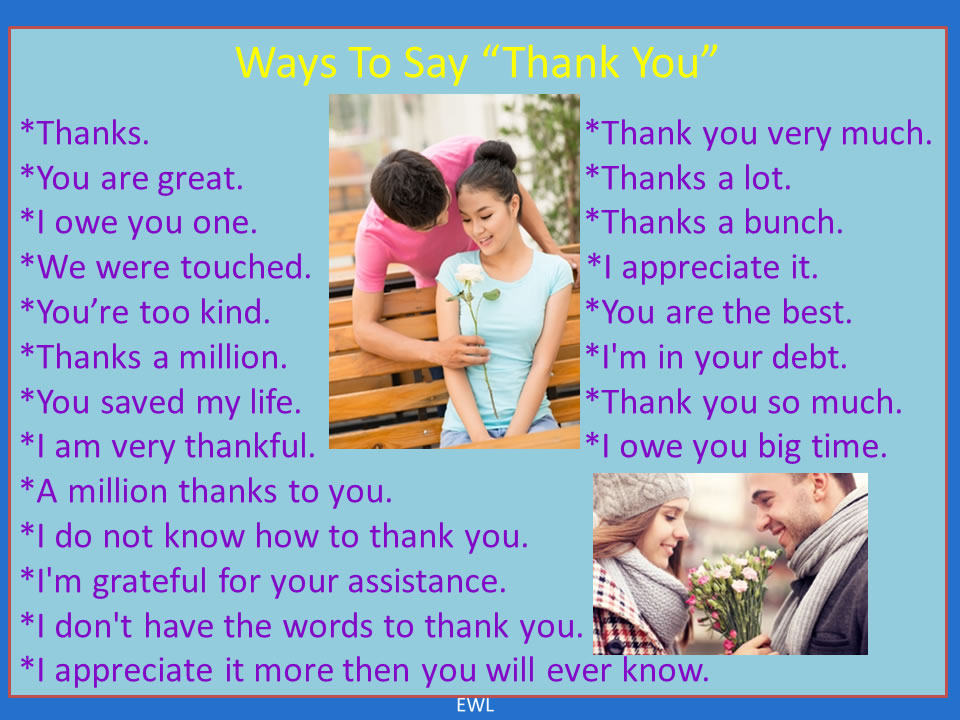 10 Amazing Ways To Say Thank You In English New English Vocabulary