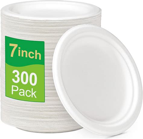 100% Compostable Paper Plates 7 Inch Bulk {50-Pack Disposable Plates  Heavy-Duty Quality, Natural Bagasse Eco-Friendly Biodegradable Made Of  Sugar Cane Fiber, 7 Inches Dinner Plate – Izra Exim