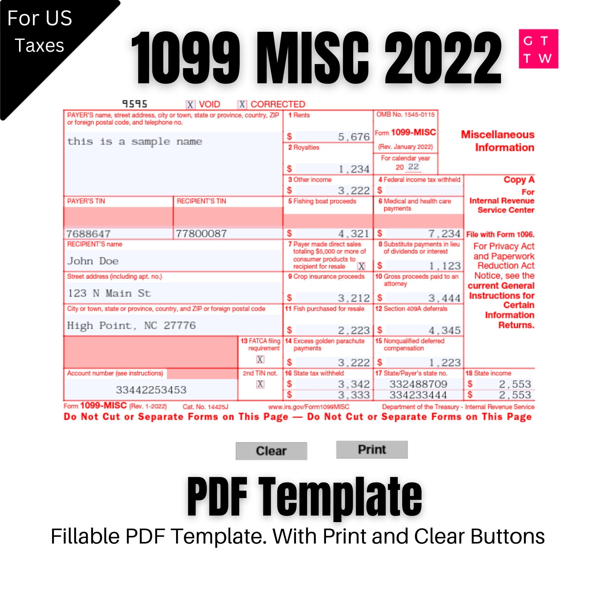 1099 Misc Form Printable Irs
