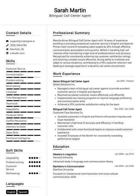 11 Bilingual Call Center Agent Resume Examples And Templates For 2024