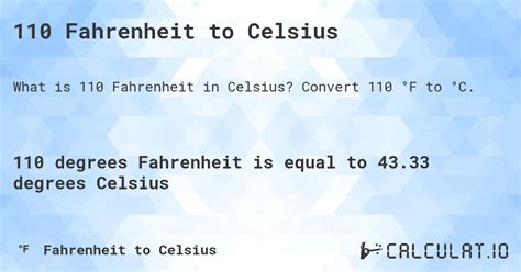 110 Fahrenheit To Celsius Calculatio