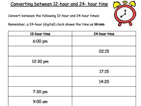 12 Amp 24 Hour Clocks Worksheet Worksheets Library