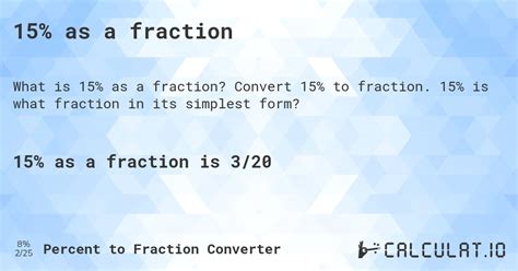 15% As A Fraction - Calculatio