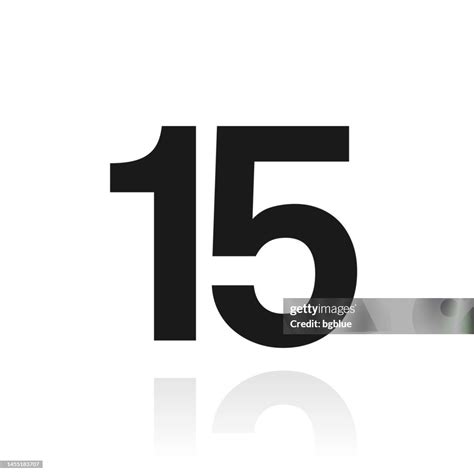15 Number Fifteen Icon With Reflection On White Background High Res