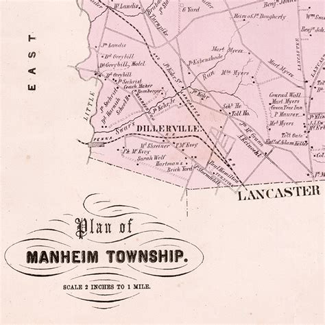 1864 Map Of Manheim Township Lancaster County Pa Uncharted Lancaster