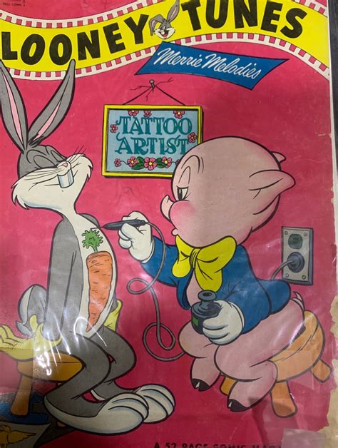 1950 S Looney Tunes Magazine Porky Pig Tattooing Bugs Bunny Tattoo Memorabilia