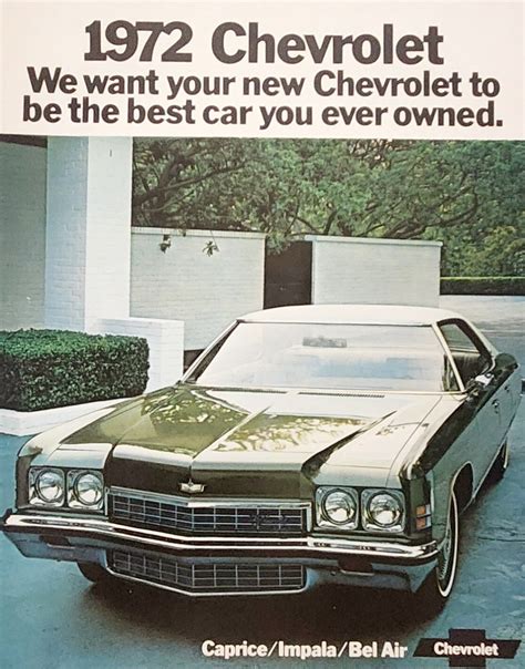 1972 Chevrolet Impala Caprice Color Brochure Uncirculated Nice 20 Pages Ebay