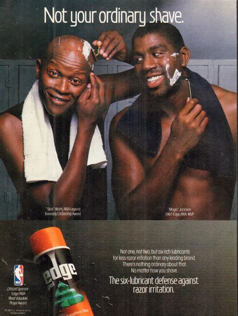 1987 Magazine Ad For Edge Shaving Gel Featuring Nba Legends Earvin