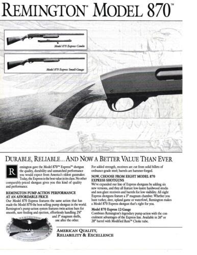 1991 Remington Model 870 Express Shotguns 2 Pg Print Ad Hunting Sporting Gun Ebay