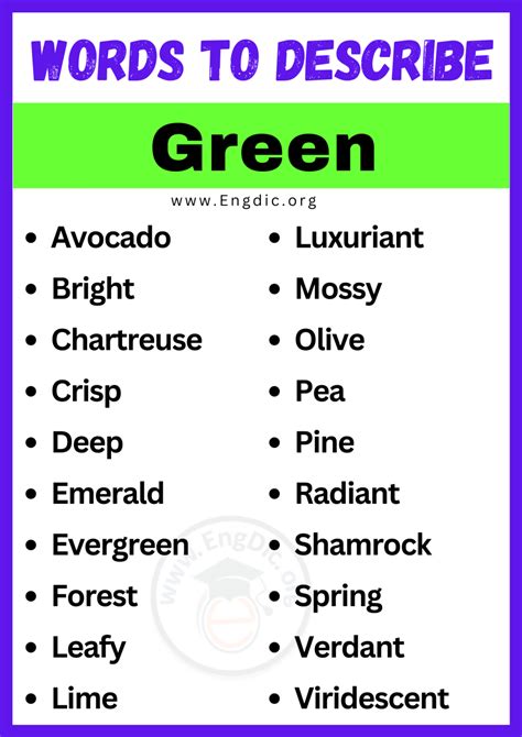 20 Best Words To Describe Green Adjectives For Green Engdic