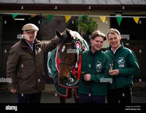 2024 Randox Grand National Winner I Am Maximus With Groom Steven Cahill In Willie Mullins Yard Closutton Ahead Of The 2024 Randox Aintree Grand National Winners Homecoming In Leighlinbridge Ireland Picture Date