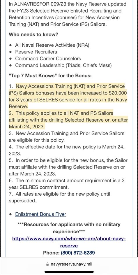 20K Reenlistment Bonus R Navyreserve