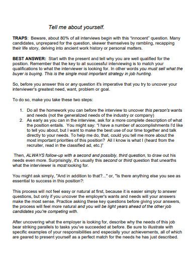 23 Tell Me About Yourself Answer Examples In Pdf Word Examples