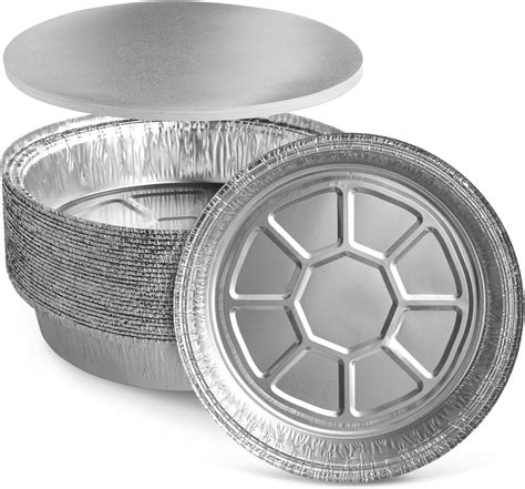 25 Pcs 9 Inch Round Disposable Pie Tins Aluminum Foil Pans With Lids