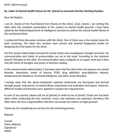 26 Free Mental Health Letter Templates Printable Pdf Ms Word