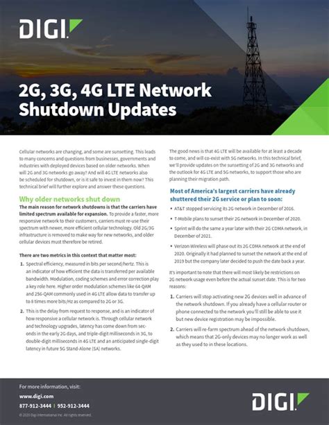 2G 3G 4G Lte Network Shutdown Updates Digi International