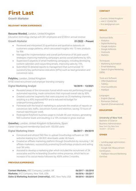 3 Growth Marketing Resume Examples For 2025 Resume Worded