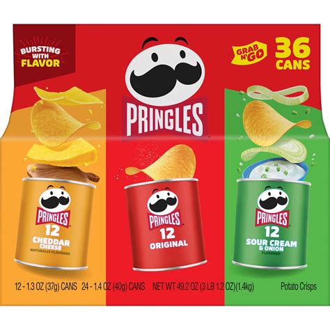 36 Count Pringles Potato Crisps Chips On The Go Snack Cups Original