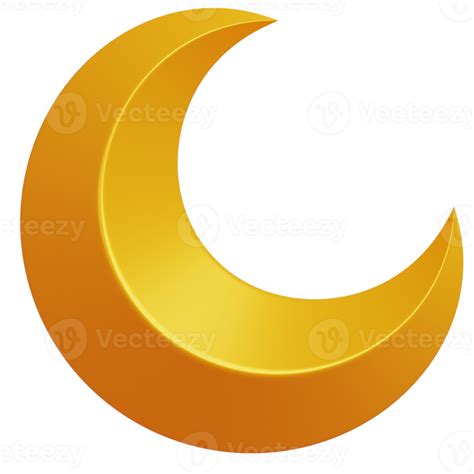 3D Golden Crescent Moon Minimal Element Style 21430064 Png