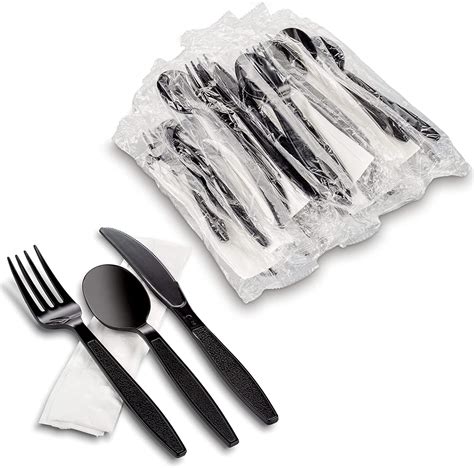 4 1 Disposable Clear Plastic Catering Cutlery Set W Napkin Solia Usa