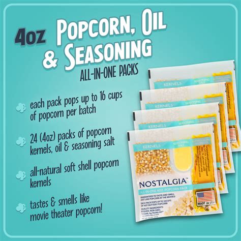 4 Ounce Popcorn Oil Seasoning Salt Packs 24 Count Nostalgia Products 4 Ounce Popcorn Oil Seasoning Salt Packs 24 Count Nostalgia Products