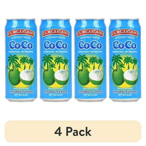 4 Pack El Mexicano Coconut Water Juice With Pulp 16 9 Oz
