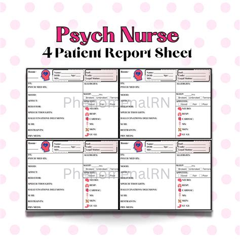 4 Patient Psychiatric Nurse Report Sheet Mental Health Behavioral