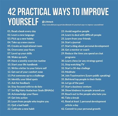 42 Practical Ways To Start Working On Self Improvement Lifehack