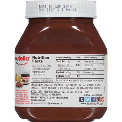 43 Nutella Nutrition Facts Label