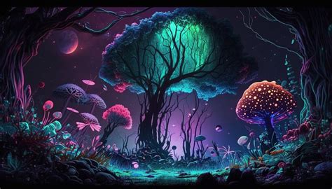 5 Trippy Forest Wallpaper Psychedelic Forest Printable Wall Art Trippy