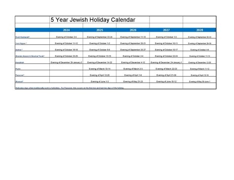5 Year Jewish Holiday Calendar Westchester Jewish Councilwestchester