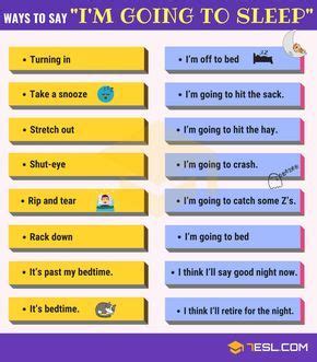 50 Other Ways To Say I M Going To Bed In English 7Esl Other Ways