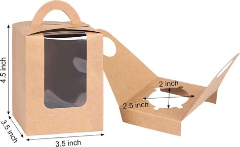 60 Pcs Individual Cupcake Boxes Brown Single Cupcake Boxes With Window 60 Pcs Individual Cupcake Boxes Brown Single Cupcake Boxes With Window