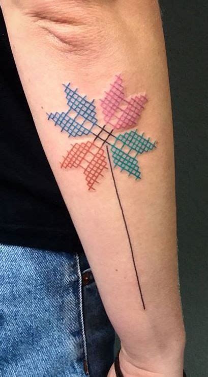 65 Colorful Cross Stitch Tattoos Designs And Ideas Artofit