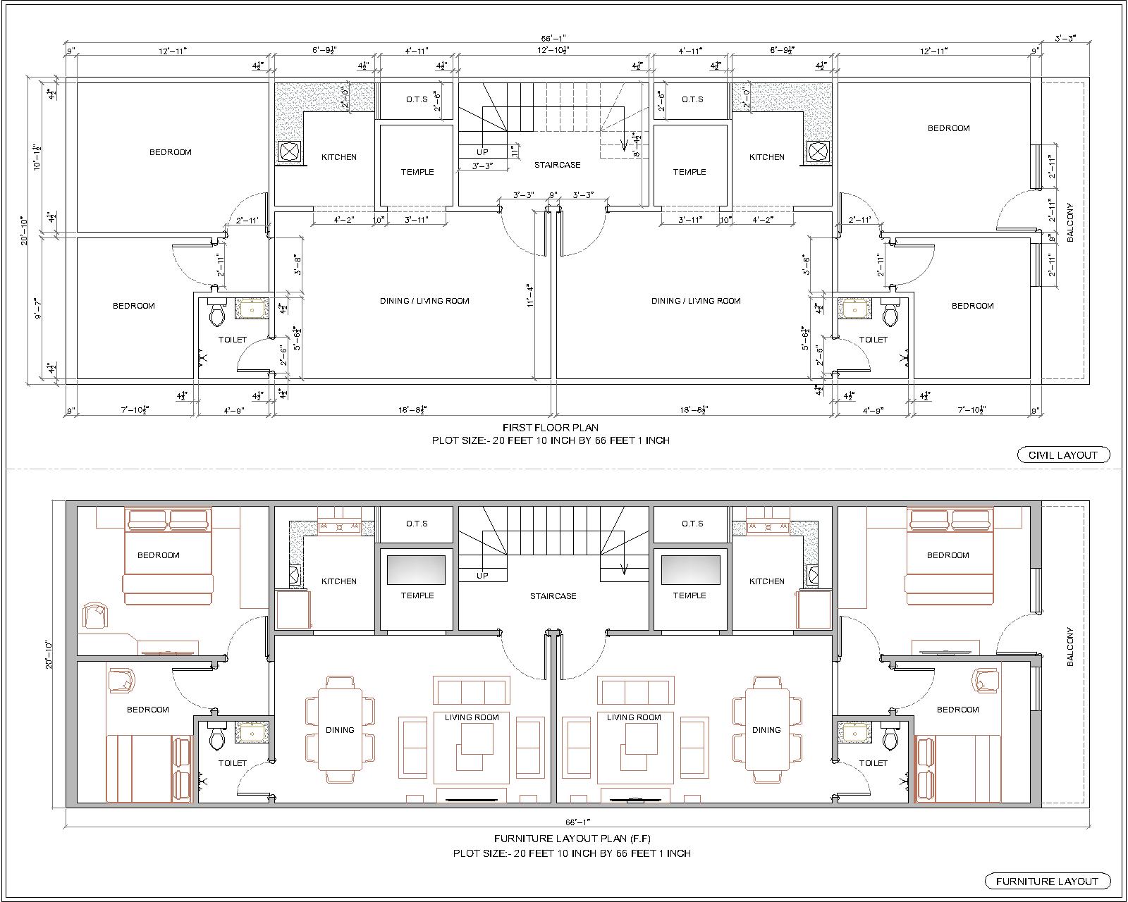 66 inch to feet conversion