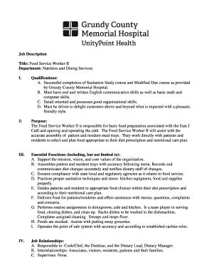 67 Free Editable Food Service Job Description Templates In Ms Word