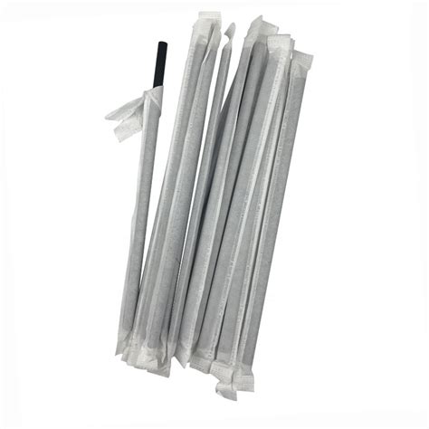 7 75 Wrapped Paper Straw Black Pack Of 5000 Straws