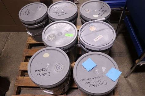 7 Five Gallon Buckets Of Paint Marked Interior Lawler Auction Company