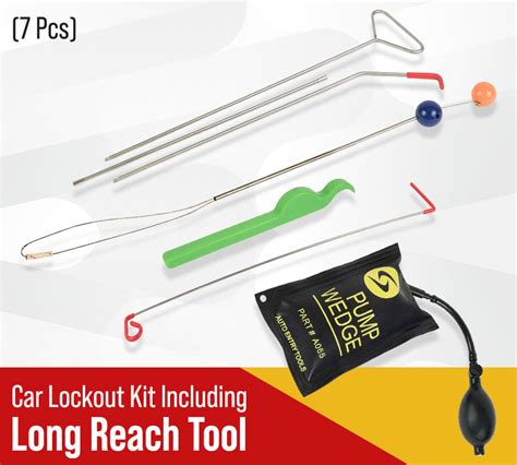 7 Pcs Professional Car Lockout Kit Including Long Reach Tool 7 Pcs Professional Car Lockout Kit Including Long Reach Tool