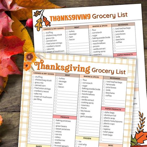 70 Ideas For Your Thanksgiving Shopping List Free Printable