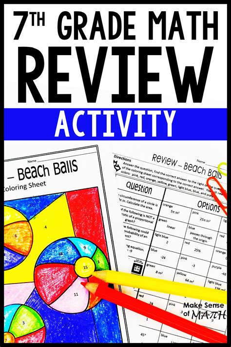 7Th Grade Math Review Activity Worksheet End Of Year Review 7Th