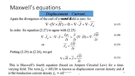 8 5 08Lecture 2 Part 21 Maxwell S Equations Of The Electromagnetic 8 5 08Lecture 2 Part 21 Maxwell S Equations Of The Electromagnetic