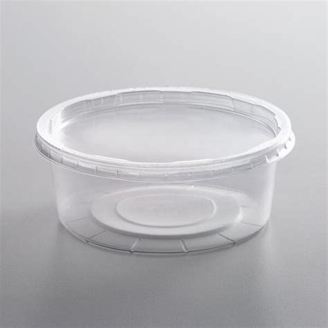 8 Oz Microwavable Clear Round Deli Container And Lid Combo Pack 250