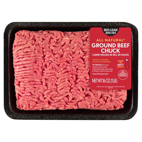 80% Lean / 20% Fat Ground Beef Chuck, 5 Lb Roll, Fresh, All Natural ...