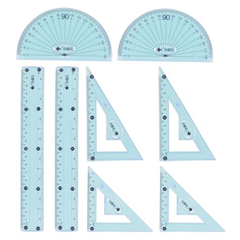 8Pcs Ruler Set 20Cm 8 Soft Straight Ruler Protractor Triangle Rulers