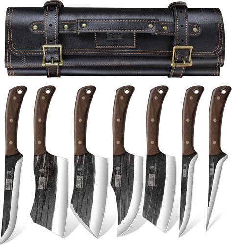 9 Piece Hand Forged Butcher Knife Set Classic Cutting Board