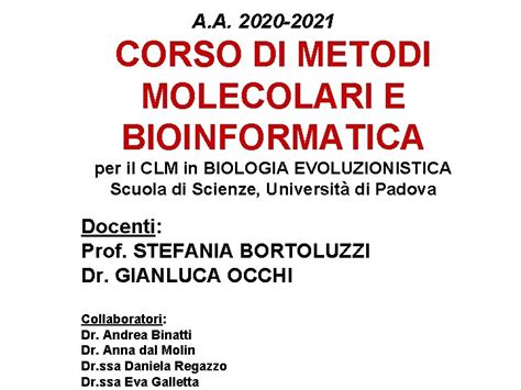 A A Corso Di Bioinformatica 2 Per Il Clm In Biologia Evoluzionistica