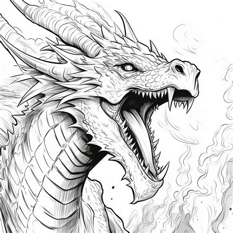 A Black And White Drawing Of A Dragon A Black And White Drawing Of A Dragon
