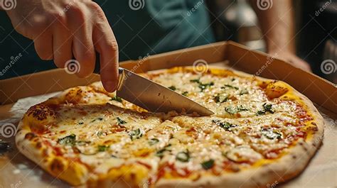 A Chef Cutting A Pizza With A Knife And A Pizza Cutter Premium Ai A Chef Cutting A Pizza With A Knife And A Pizza Cutter Premium Ai